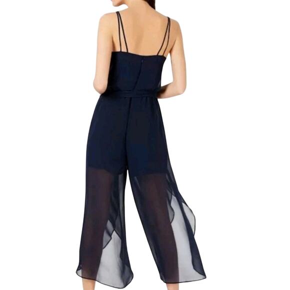 Vince Camuto‎ Sleeveless Chiffon Crop Jumpsuit in Navy Size 2 - Picture 2 of 10